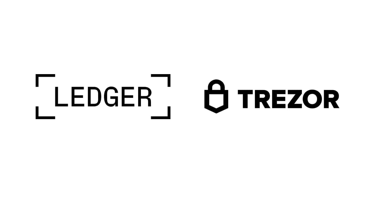 the Ledger and Trezor logos side by side