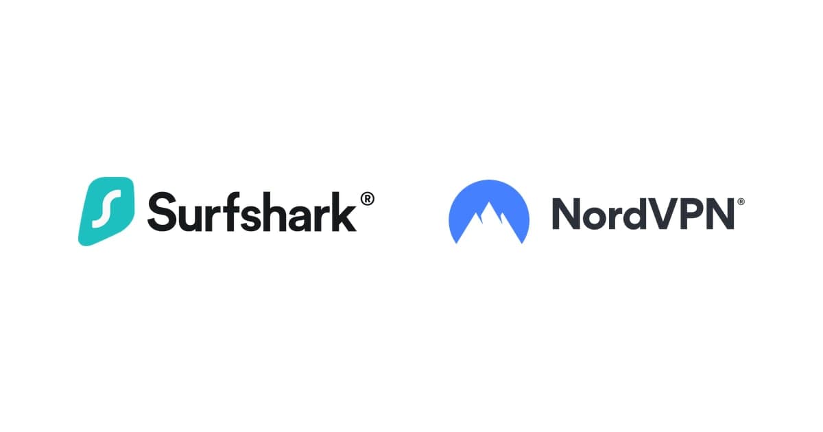 the Surfshark and NordVPN logos side by side