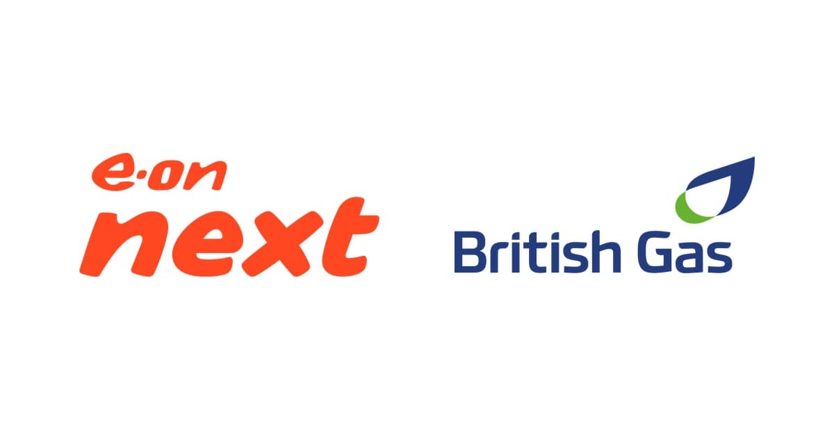 the E.ON Next and British Gas logos side by side