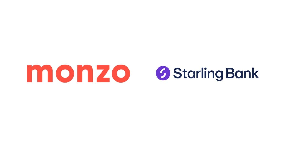 the Monzo and Starling Bank logos side by side