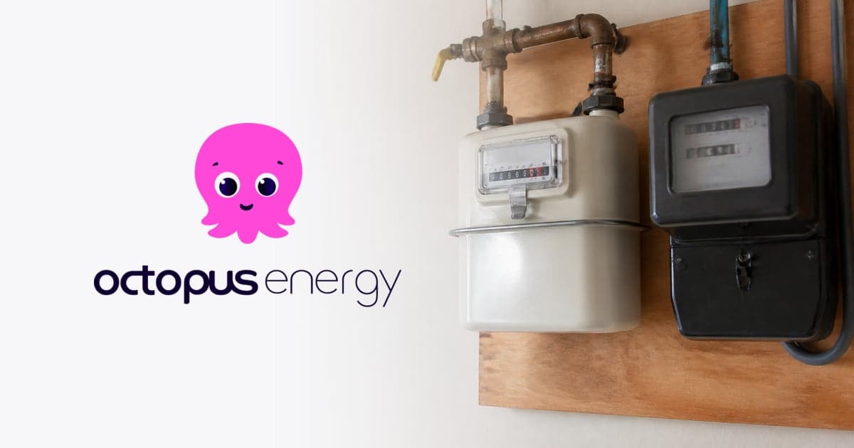 a domestic gas meter and electricity meter side by side on a UK utility room wall